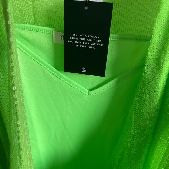 Green Sequin Wrap Dress - Picture 3 of 5